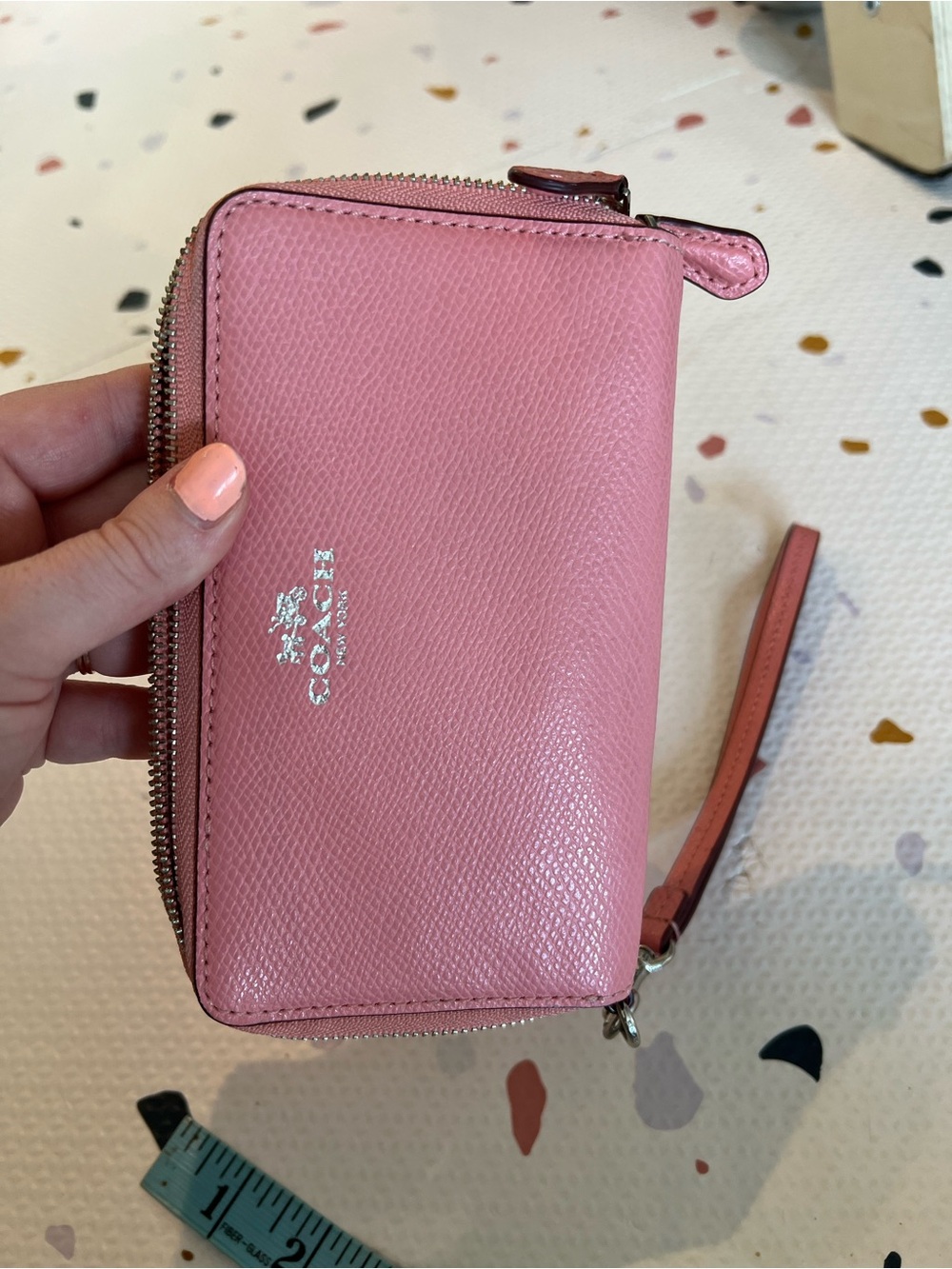 Coach Pink Leather Zip Wristlet Wallet - Picture 2 of 14